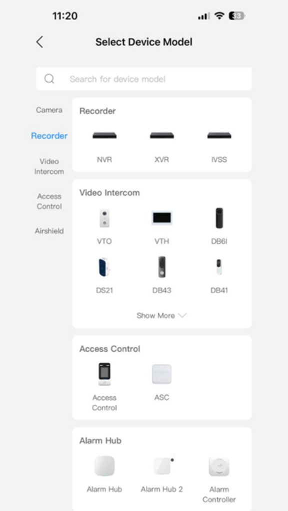 Dahua-DMSS-Choose-Device-Type Dahua DMSS Choose Device Type